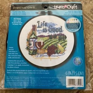 Wine design Life Is‎ Good Counted Cross Stitch Kit-6 Round 14 Count